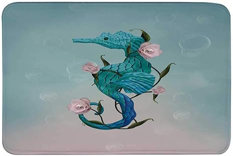 Kinhevao Surrealistische rutschfeste Türmatte, Seepferdchen mit