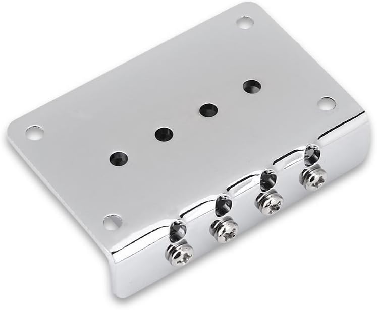 Guitar Bridge, Durable 4-String Saddle Bridge, Orrosion Prevention and Durability, Compatible for Electric Guitar, Electric Bass and Ukulele(Silver) - Image 5