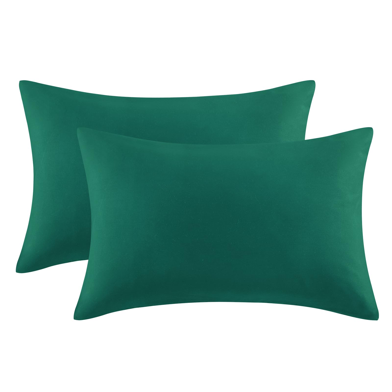 Aisbo Green Pillow Cases 2 Pack - Dark Green Standard Plain Pillowcases Set of 2, Soft Microfiber Pillow Cover with Envelope Closure 50x75 cm