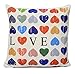4TH Emotion Colorful Heart Shape Love Cotton Linen Square Throw Pillow Cover Decorative Cushion Sham Pillowcase Cushion Case for Sofa 18 x 18 Inch