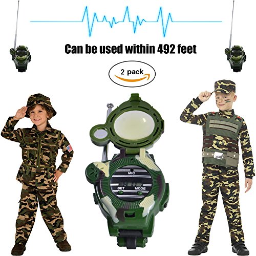 Kids Walkie Talkies Watch Walky Talky Set Camo Outdoor Army Toys 150 Meters Long Range Two Way Radios for Children Gifts Camouflage Watch 7 in 1 (2 PACK) - Thumbnail 7