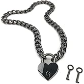 Succuba Padlock Necklace Chain Collar Choker with Two Keys and Box for Women and Men
