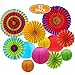 12pcs Hanging Fiesta Paper Fan Lanterns Decoration, Mexican Fiesta/Carnival/Kids Party/Birthday/Christmas Decor,Party/Events Decor, Home Decor Supplies Flavor … (Colorful-01)