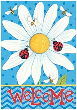 Custom Decor Flag Blue Daisy Welcome Garden flags decorative flags initial flags party flags 28 x 40 Inch Double Sided banner home flags Print house flags