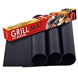 Topfox 100% Non-stick Grill Mat,Reusable And Heat Resistant BBQ Grill Mat (3 Pcs)