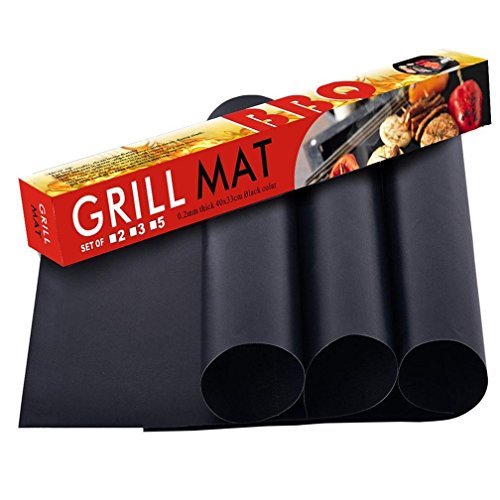 Topfox 100% Non-stick Grill Mat,Reusable And Heat Resistant BBQ Grill Mat (3 Pcs)