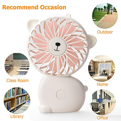 FULLOSUN Portable Handheld Fan, Mini Desktop Personal Fan with USB Rechargeable Battery Operated Built-in Color Light, Summer Accessory for Office Household Outdoor Sport Traveling Camping
