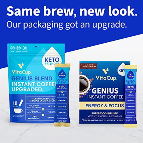 VitaCup Genius Instant Coffee Packets, Increase Energy & Focus, Keto