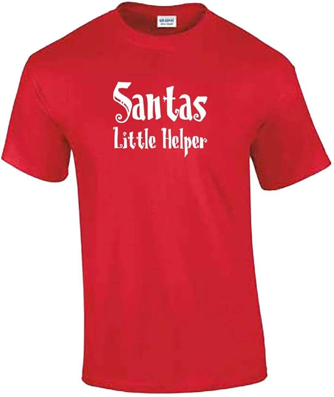 Mens Santas Little Helper Christmas Tshirt Red T Shirt Gift Amazon