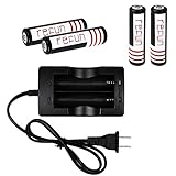 18650 Battery and Charger, Refun 4 Pcs 18650 3.7V Rechargeable Protected Lithium Batteries for LED Flashlight Lamp Torch