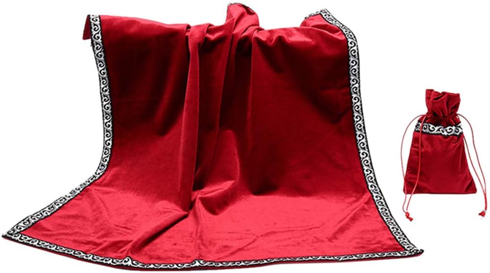 AmyGline Altar Tarot Tablecloth Tarot Thick Velvet Bag Decor Prompt Cards Wicca Square Tablecloth Tarot Pouch red
