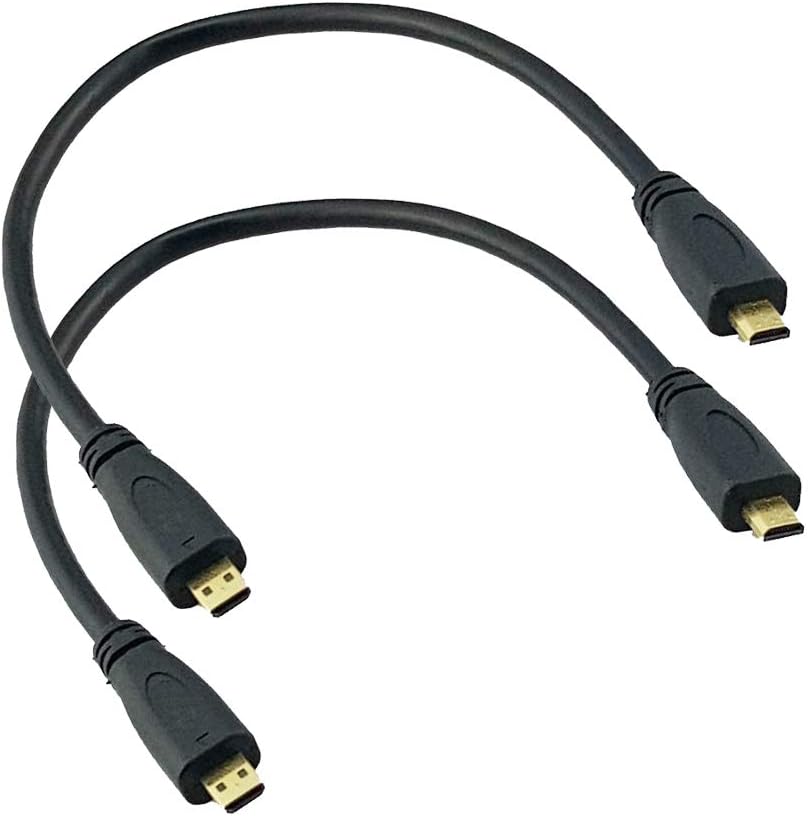 LiKuCo 2Pack 30CM Micro HDMI Type D Male To Micro HDMI Type D Male Cable- 24K Gold-Plated, PVC Jacket, Hook Up Smartphone