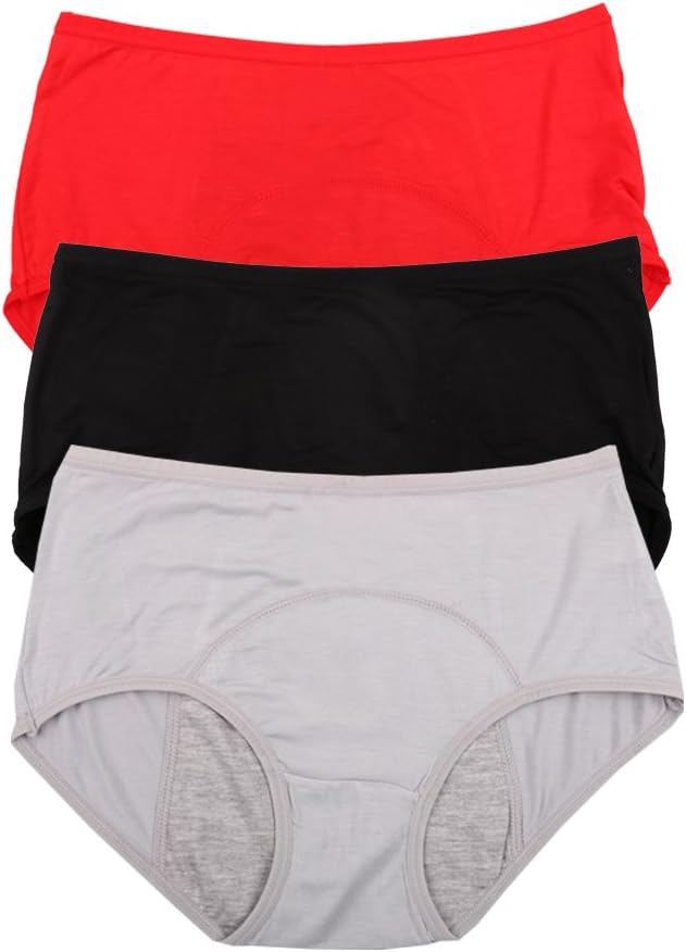 Bamboo Viscose Fiber Brief Menstrual Leakproof Panties Multi Pack US Size XXS-3XL/10