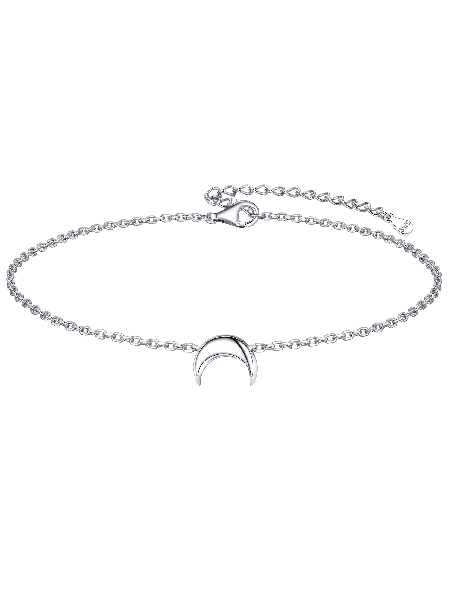 ChicSilver Silver Bracelets for Women Sterling Silver Moon Bracelet Chain 16cm+5cm Extendable Elegant Bracelet Jewellery