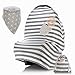 Baby Car Seat Canopy, Nursing & Shopping Cart Cover, Stroller Blanket | Stretchy& Lightweight Rayon Easy To Fold ; Carry | Front Pocket For Pacifier Storage & Bonus baby bib by she loves