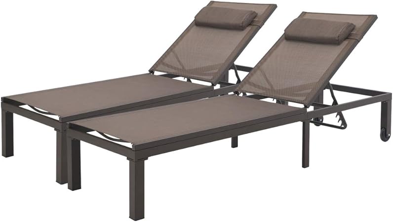 Amazon Com Crestlive Products Outdoor Adjustable Chaise Lounge Chair With Headrest And Wheels Five Position Multiangle Recliner All Weather For Patio Beach Yard Pool Kitchen Dining