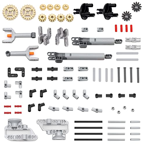 UpGLeuch Technic Spare Parts, 116PCS Pneumatic Kit and Suspension Pieces Comapatible with Major Technic Sets,Gears and Axles, Pneumatic Pump, Suspension, Pins, Connectors