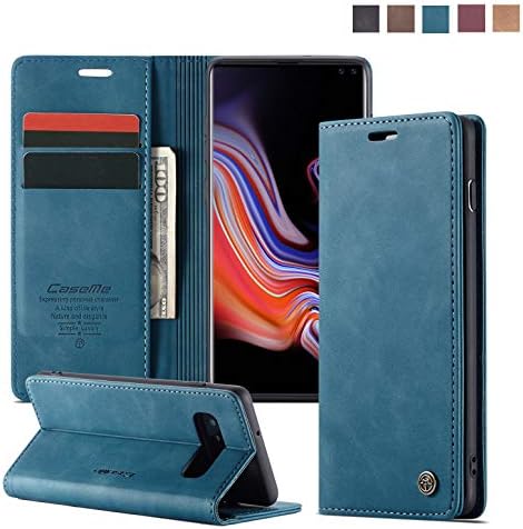 Galaxy S10 Plus Wallet Case,AKHVRS Leather Magnet Cover Leather Wallet Case Flip Cover Folio Case [Card Slot][Wallet][Magnetic Closure] for Samsung Galaxy S10 Plus (Blue)