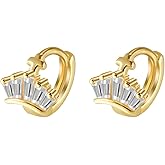 Niaspi CZ Crystal Small Cartilage Hoop Earrings for Women Minimalist Tiny Cross Hinged Huggie Hoops Earrings Hypoallergenic 6mm Piercing Ear Jewelry