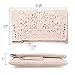 b.m.c BMC Womens Over Sized Creamy Beige Perforated Cut Out Pattern Gold Accent Background Foldover Pouch Fashion Clutch Handbag