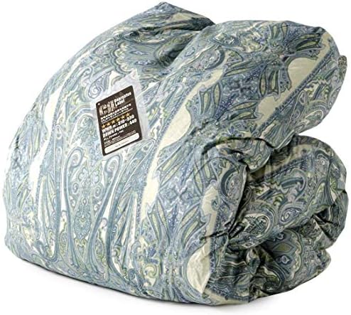 タンスのゲン 羽毛布団 セミダブルロング 純ポーランド産 ホワイトマザーグースダウン 95 440dp かさ高180mm 以上 日本製 二層キルト 超長綿 60サテン 7年保証 消臭 抗菌 Cilブラックラベル 柄ブルー 72 Masqueboutique Com