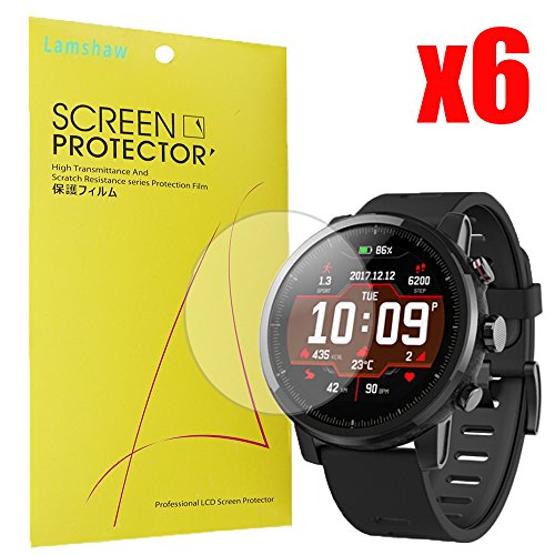 For Amazfit Stratos Screen Protector, Lamshaw Premium High Definition Ultra Clear for Amazfit Stratos Multisport GPS Smartwatch (6 pack)