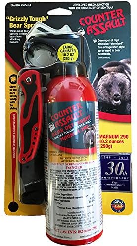Counter Assault Bear Deterrent Mace Spray 8.1oz with pocket knife