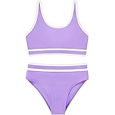 ESHOO Girls Swimsuit 2 Piece Bikini Set Adjustable Double Strap High Waist Sporty Swimsuits Teens Swimwear for 9-16 Y