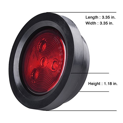 Catinbow 5 x Red Trailer Truck Marker Light 2.5" 4 LED Round Side Marker Light