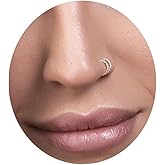 Jolliz Sterling Silver Double Spiral Nose Hoop 20G 8mm – Dainty Twisted Double Nose Ring for Women & Men – 925 Silver Open Hoop Nostril Piercing with Hammered Texture – Handmade Minimalist Jewelry