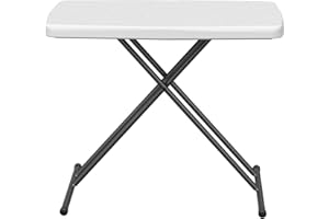 MAKE CHANGES Folding Table 30 Inch - Small Desk Adjustable Height TV Tray for Laptop, Couch, Camping - Heavy Duty Utility Foldable Table for Small Spaces, No Assembly Required, Snowy Granite