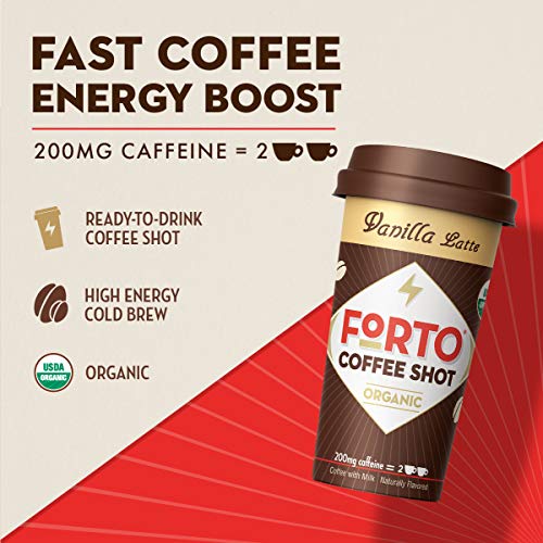 FORTO Coffee Shots - 200mg Caffeine, Vanilla Latte, Ready-to-Drink on the go, Cold Brew Coffee Shot - Fast Coffee Energy Boost, 6 Pack