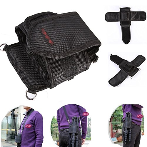 Foto4easy Black Nylon Waist Pouch Bag with Belt for DSLR Camera Monopod Tripod Great for Your Travelling and Outdoor Photography