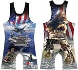 4-Time Army - Navy USA Sublimated Wrestling Singlet: Youth and Mens sizes