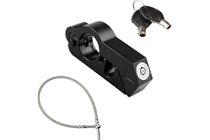 Gift2u Motorcycle Brake & Helmet Lock, Heavy Duty Anti-Theft Handlebar Lock with 2 Keys, Black, Compact, Key Lock, Helmet-Loc