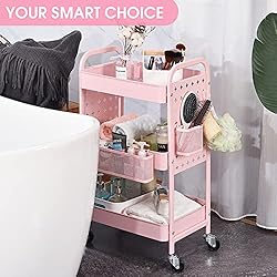 TOOLF 3-Tier Utility Cart, Metal Rolling Storage