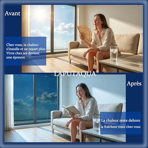 Anti-Glare Window Film Anti Heat Blackout Window Film Tain-Free Anti UV Mirror Film for Home Office Bedroom 40 x 200 cm Silver (Static Adhesive), 60 x 200 cm