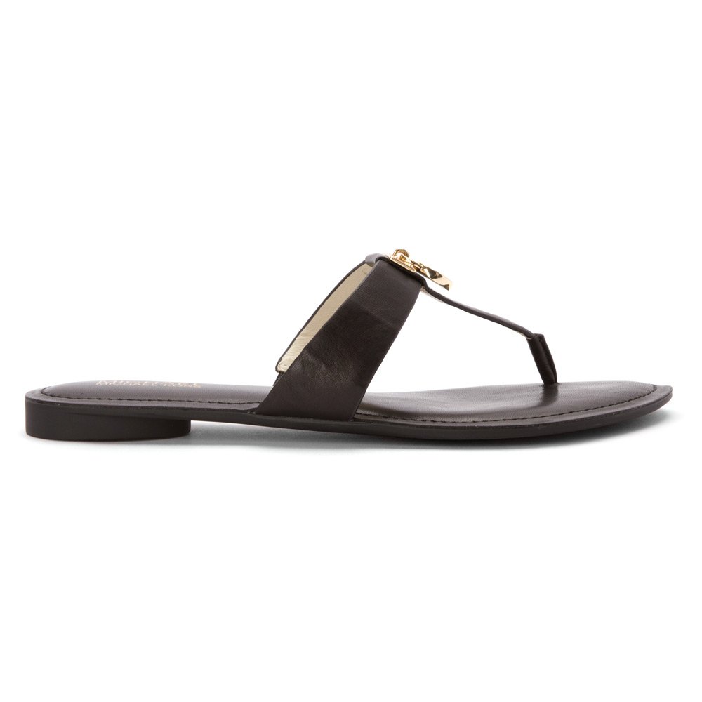 mk black flat sandals