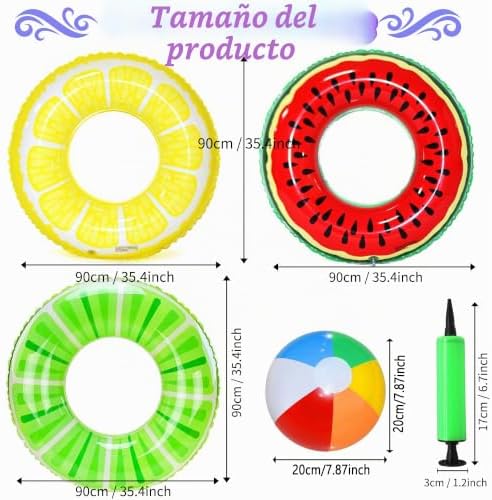 Conjunto de Anéis de Natação Insufláveis 6Pcs para Crianças e Adultos