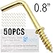 Shells 50PCS Gold Color Copper Plated Metal Right-Angle Hooks 7 Shape Screw Hooks Self-Tapping Screws Hooks L Shape Hooks 0.8 Inch 1/2#