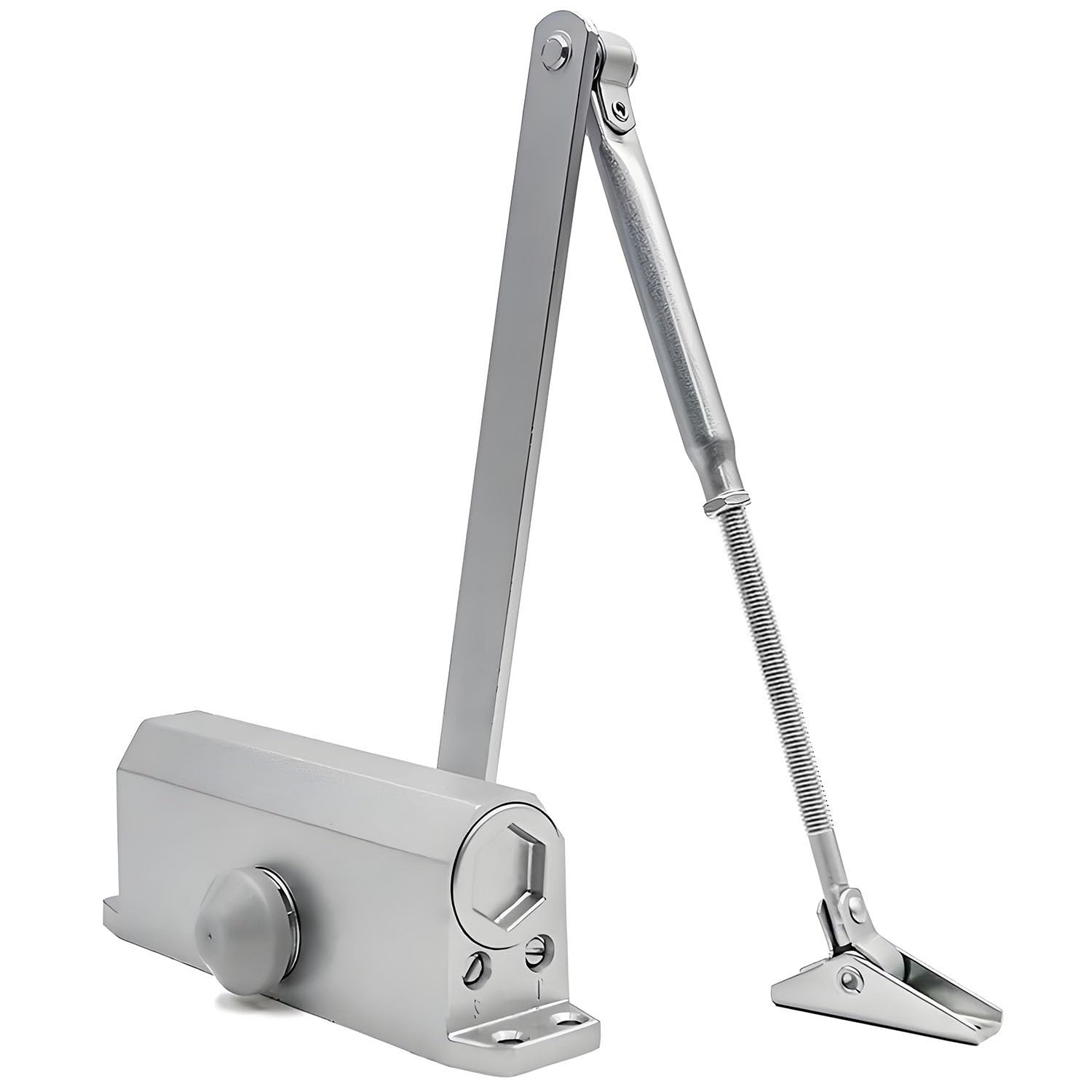 Automatic Door Closer, Heavy Duty Aluminum Alloy Door Opener Closer Adjustable Spring Hydraulic Buffer Door Closer for Interior Door Commercial or Domestic Use 45-65 KG