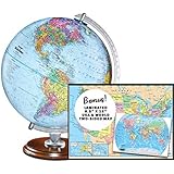 Replogle Student - Educational Classic World Globe, Blue Ocean, Raised Relief Feature, Including a Bonus map, Made in USA, 12