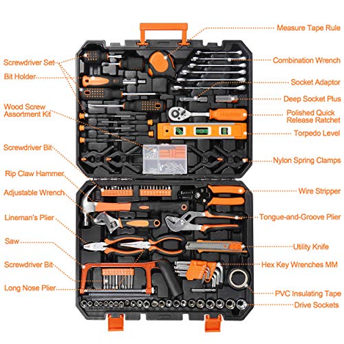 image for F2C 169-Piece Portable Home Tool Kit - Socket Set, Wrench, Hammer, Scr