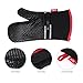 DEIK Oven Mitts, Non-slip Kitchen Mitts with Heat Resistant up to 464°F, Cooking Gloves Larger and Longer for Baking, Barbecue, Grilling, Black, 1 Pair