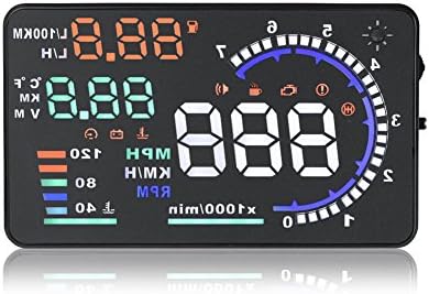 GD2016 New Black A8 5.5" Large Screen Car HUD Head Up Display with OBD2 Interface Plug &amp; Play KM/h MPH Speeding Warning with Color Led