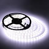 Flexible LED Strip Lights,White,300 Units SMD 5050 LEDs,Waterproof,12 Volt LED Light Strips, 1 roll.4ft/5m