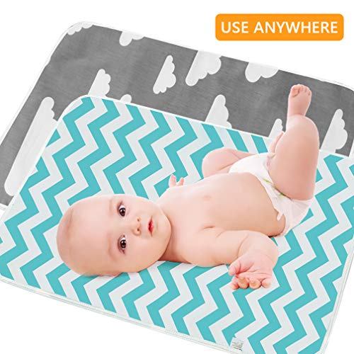 Baby Diaper Changing Pad, Maveek 2 Pack Waterproof Change Mats Infants Portable Diaper Changer Mat for Home,Travel and Outside Idefair(Grey&Green)