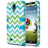 Galaxy S4 Case Samsung Galaxy S4 Case - ULAK 3in1 Hybrid Impact Shockproof Rubber Combo Case Cover [Hard Plactic Shell and Soft Silicone Skin] Shock-Absorption / Impact Resistant Bumper Fashion Design for Galaxy S4 Samsung Galaxy S4 IV i9500 (Wave-Blue)