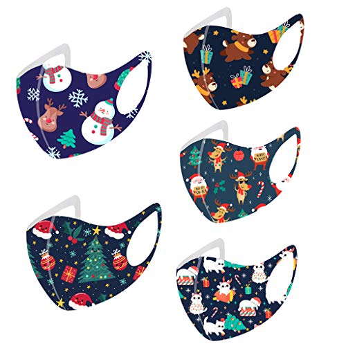 ZTY66 10Pack Face Protection for 3-12T Kids-Mixed Color& Lovely Christmas& Cartoon Pattern-Washable&Reusable