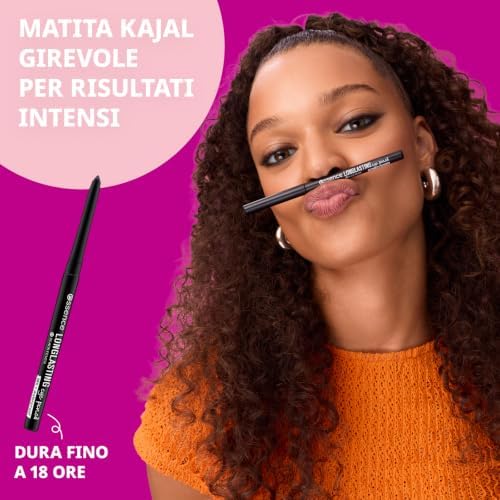 Essence Longlasting - Matita occhi lunga tenuta, 0.28 g, Nero (01 Black Fever), 1 pezzo